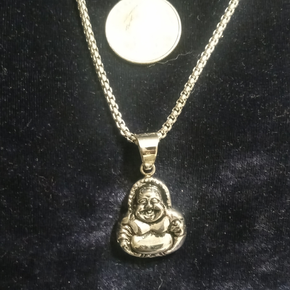 Stainless steel Buddha Pendant Necklace 24 Inches long !!!